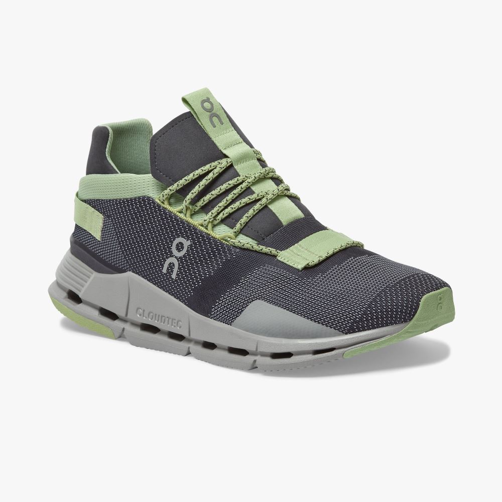 Zapatillas On Running Cloudnova Hombre Negras Verde | UAN5642ON